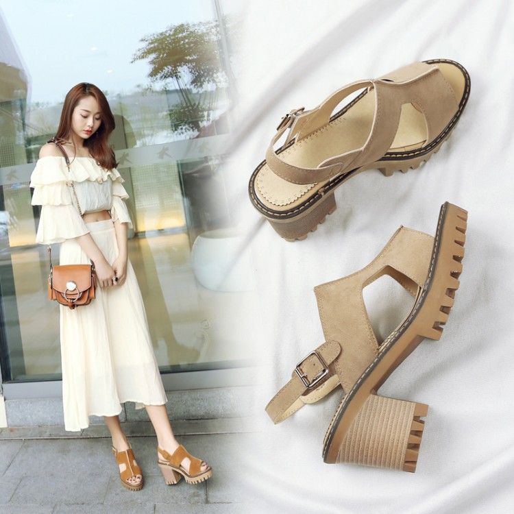 Women's High Heel Chunky Sandal Boots with Metal Decoration - Image 4