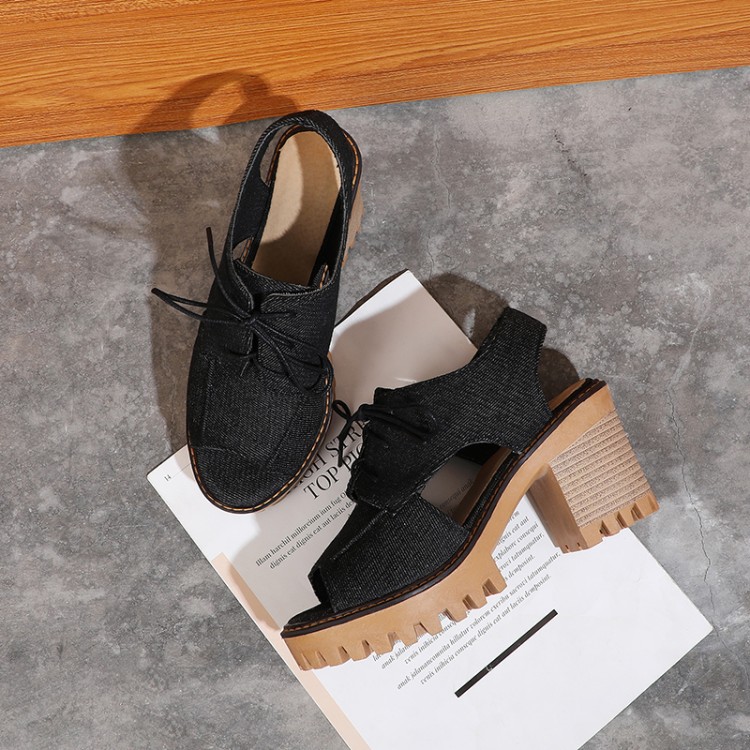 Women's High Heel Peep Toe Lace Up Sandal Boots - Image 3