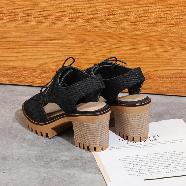 Women's High Heel Peep Toe Lace Up Sandal Boots - Image 4